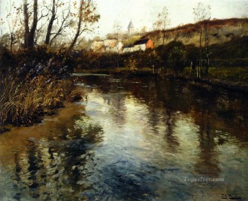 Fritas Thaulow Painting - Paisaje del río Elvelandskap Fritas noruegas Thaulow